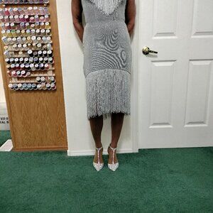 Silver metallic fringe dress